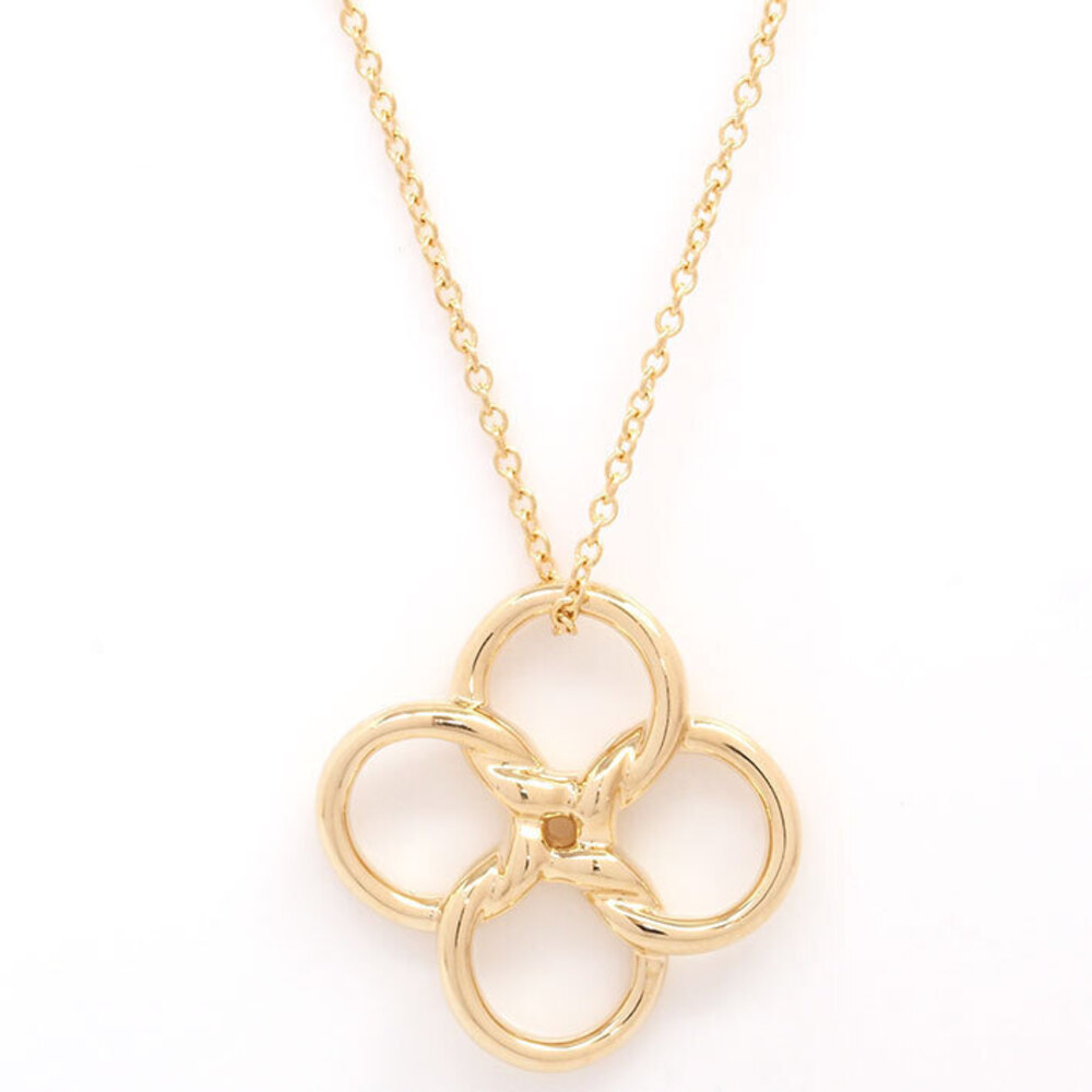 Tiffany Quadrofolio Clover FourLeaf Flower Necklace Yellow Gold - Picture 1 of 6